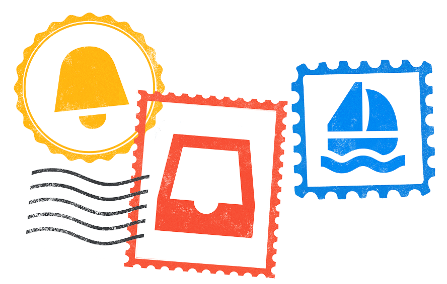 Three stamps illustration