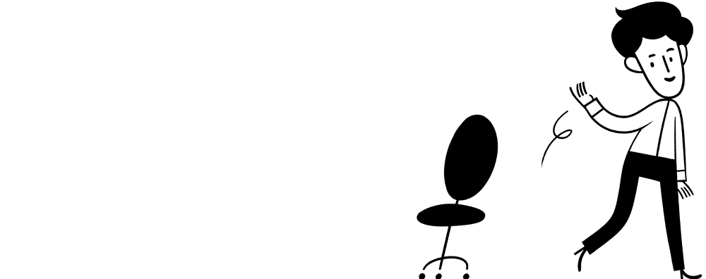 Ilustração de uma pessoa levantando da cadeira e se afastando