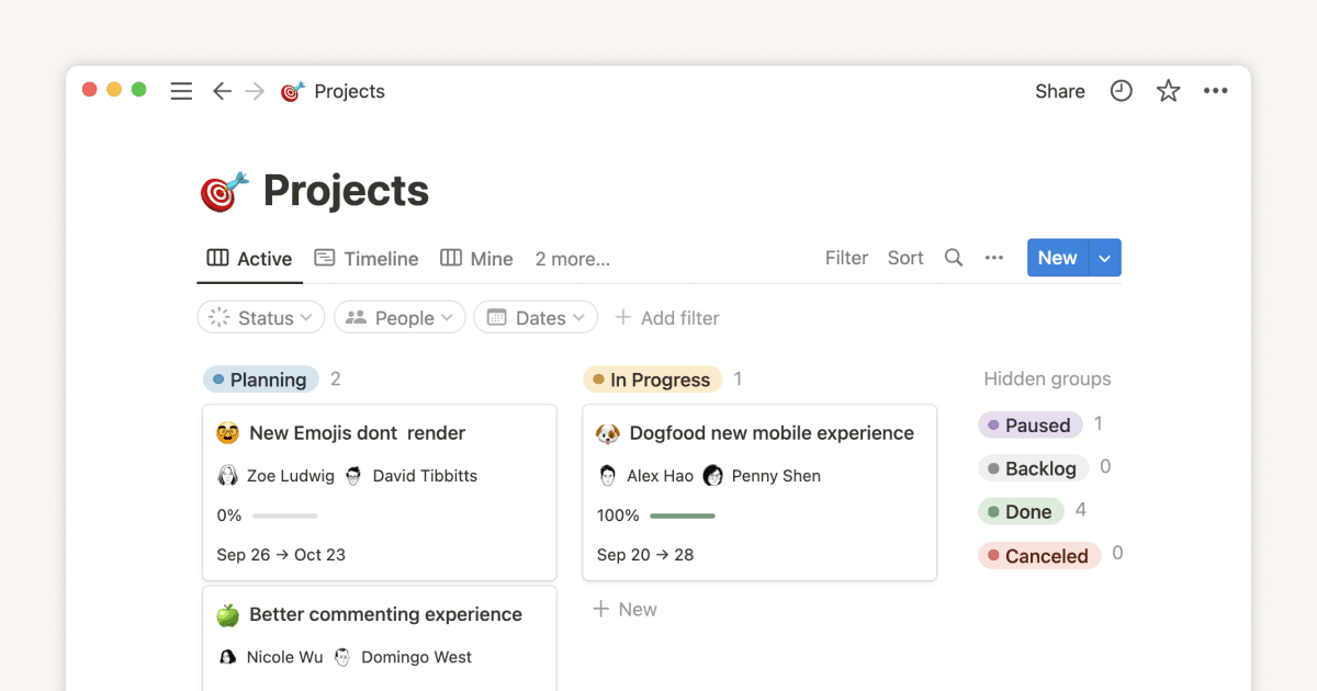 Getting started with projects and tasks