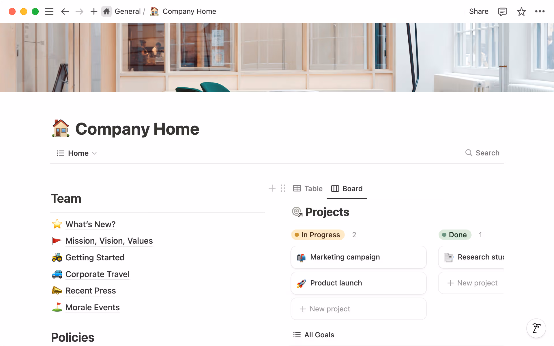 Add a view of your project tracker on your Company Home page.