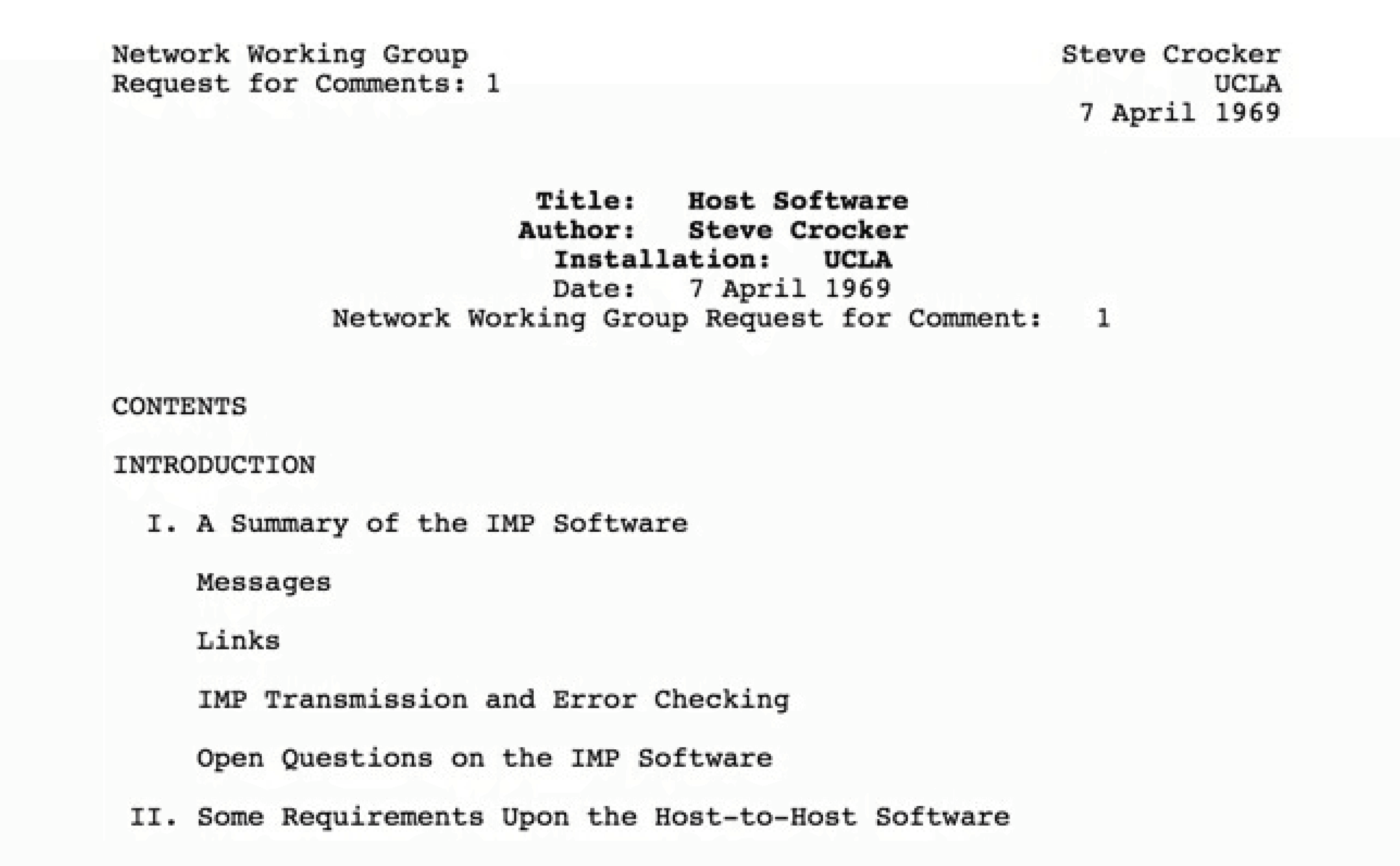 An example of an early RFC by Steve Crocker. Image from the Internet Society.